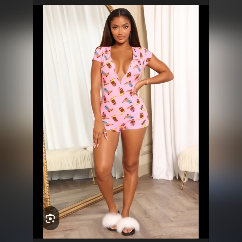 Pink Lightning Print   Pajama Romper/Summer Outfit Duo